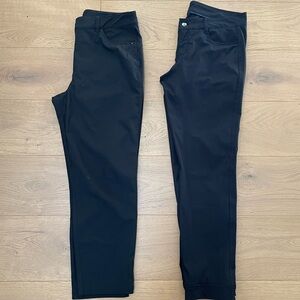 Lot of 2 size 12 lululemon black stretch twill pants.